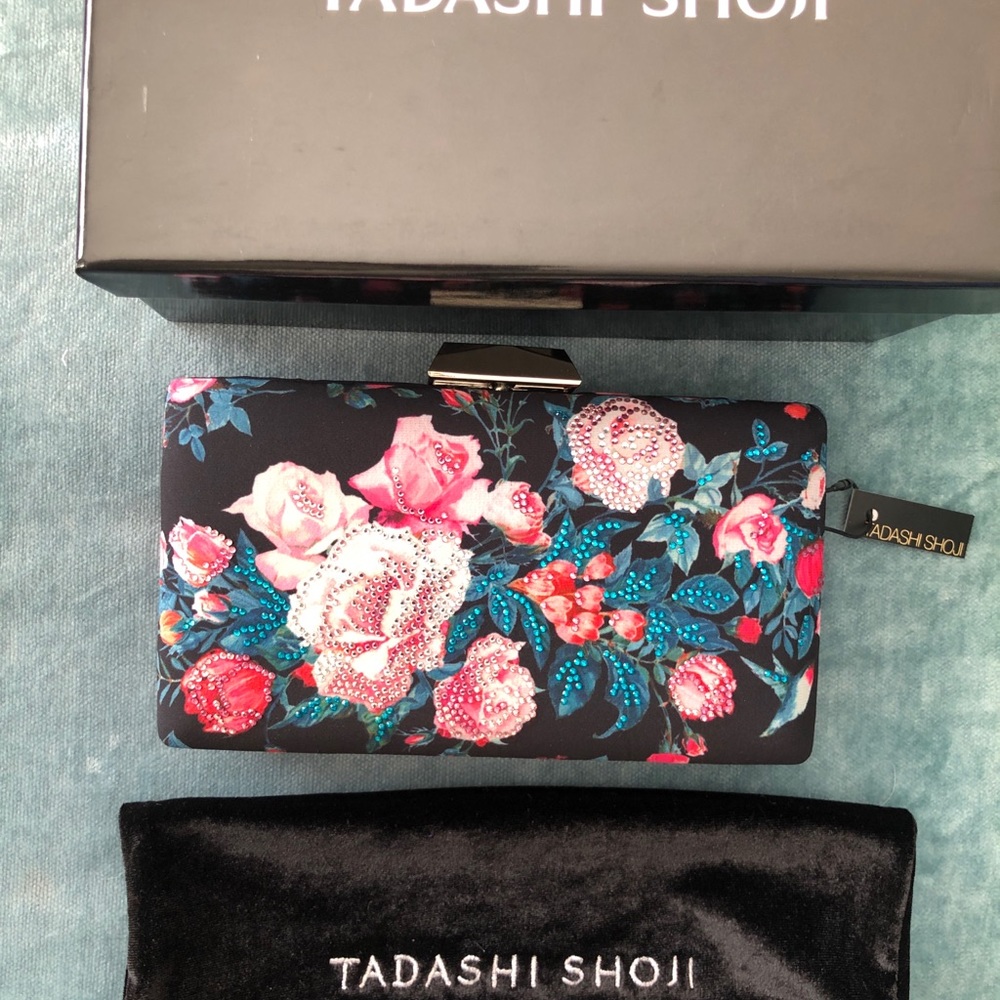 🆕 TADASHI SHOJI Floral Winter Wedding Clutch RARE
